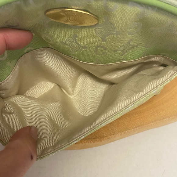 Celine Canvas Neon Green RARE Cosmetic Pouch - Picture 5 of 11